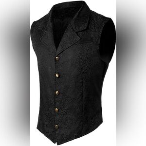 NWT Spooktacular Creations Victorian Steampunk Gothic Suit Black Waistcoat XL